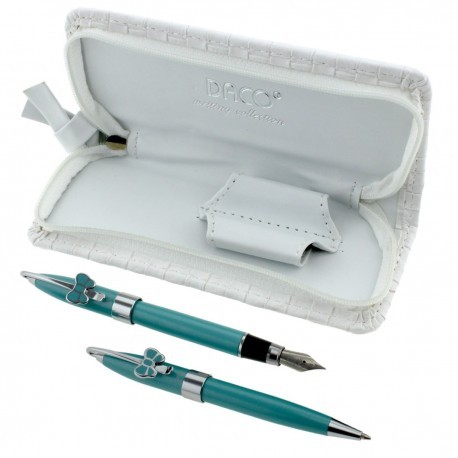 Set pix si stilou, etui cu fermoar, corp metalic, ornamente fundita, penita iridium, mina tip Parker Negru - imagine 4